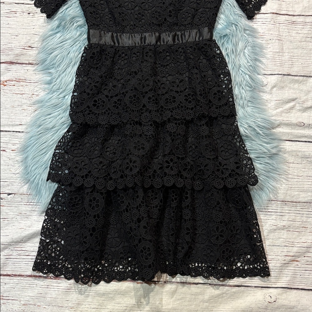 Jessakae Eyelet Lace Tiered Black Dress - Picture 7 of 8